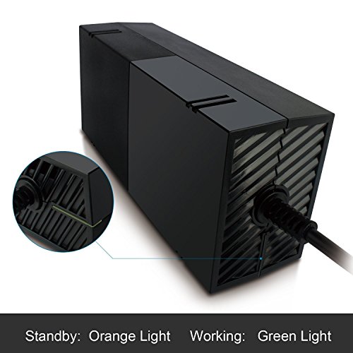 Hothink Xbox One Brick Brick, [הגרסה השקטה ביותר ביותר] מתאם AC אספקת חשמל החלפת כבל מטען ל- Xbox One 100-240V, שחור